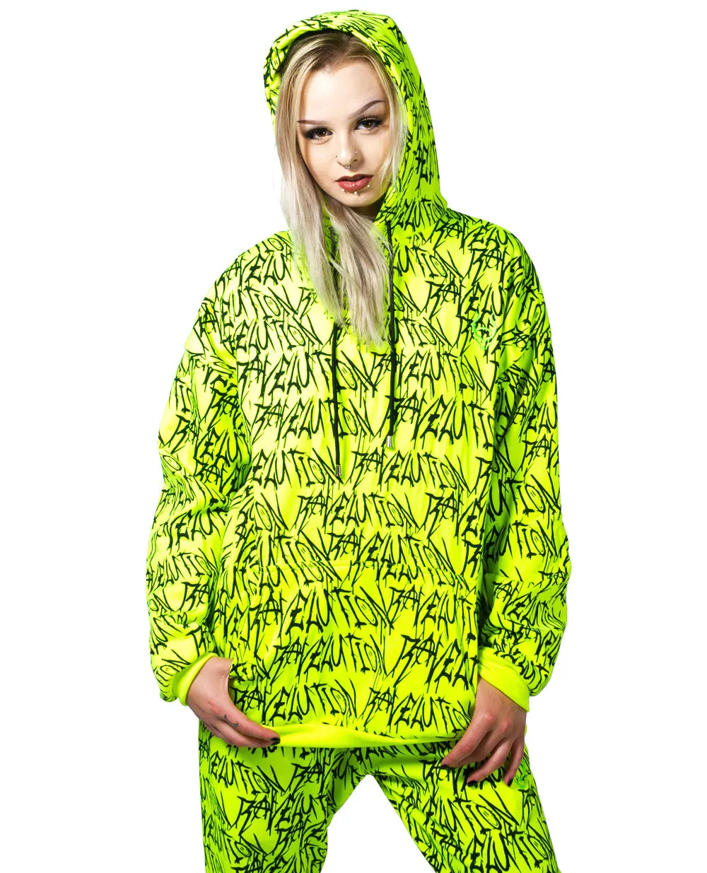 RAVELUTION OVERSIZE HOODIE UV REATIVE YELLOW