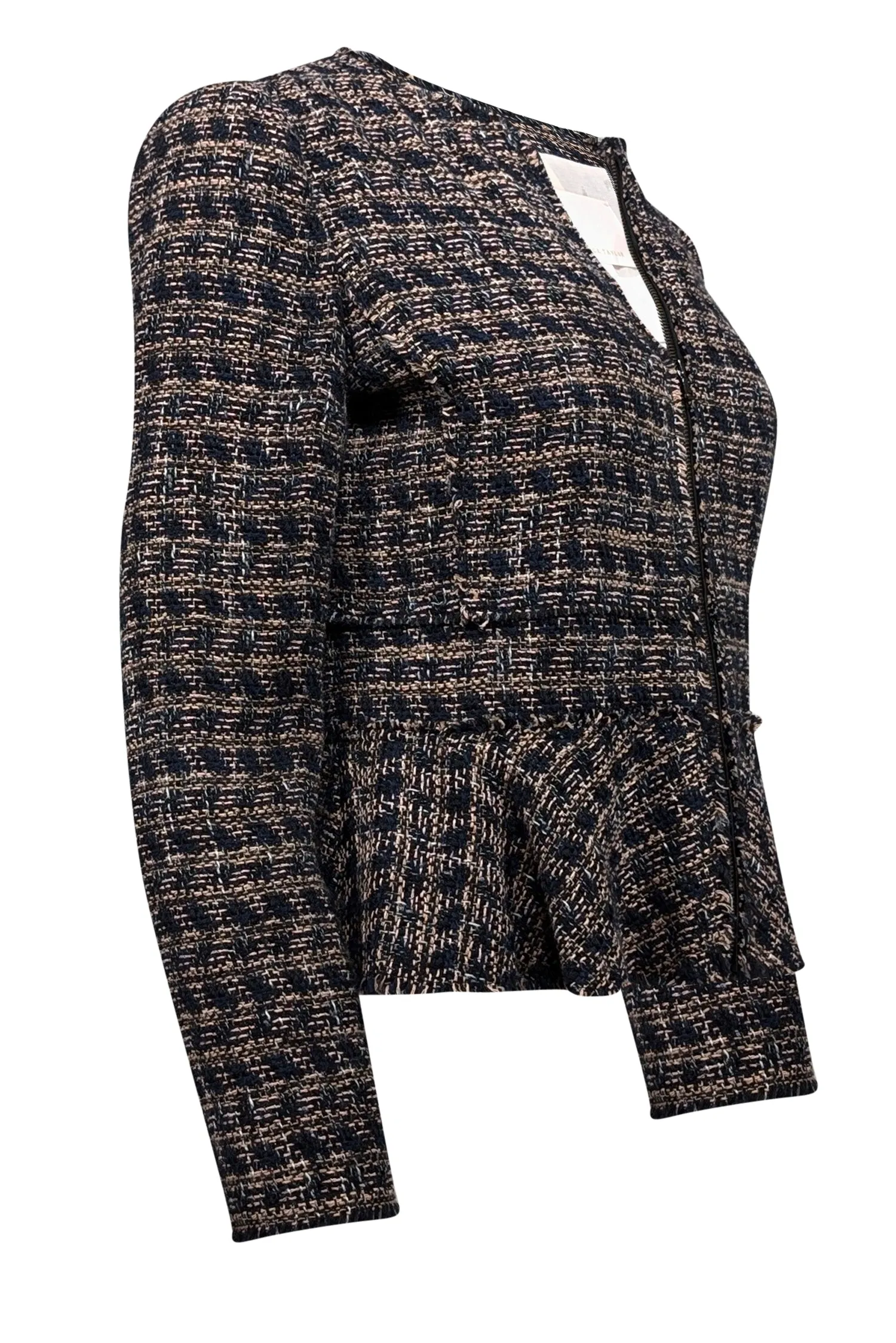 Rebecca Taylor - Navy & Blush Tweed Peplum Jacket Sz 4