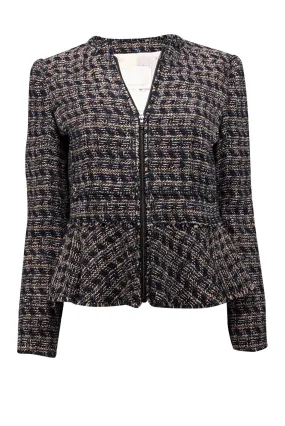 Rebecca Taylor - Navy & Blush Tweed Peplum Jacket Sz 4