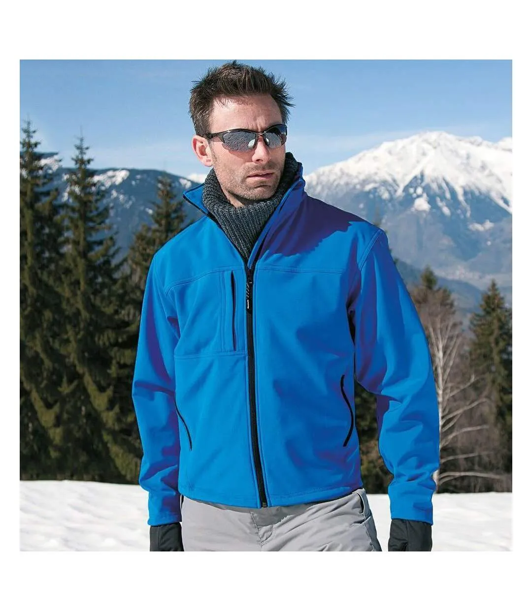 Result Mens Softshell Premium 3 Layer Performance Jacket (Waterproof, Windproof & Breathable) (Azure Blue) - UTBC2046