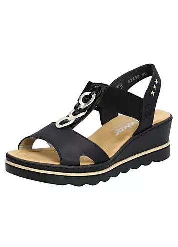 Rieker 67498 Ladies Black Elasticated Sandals | Kaleidoscope