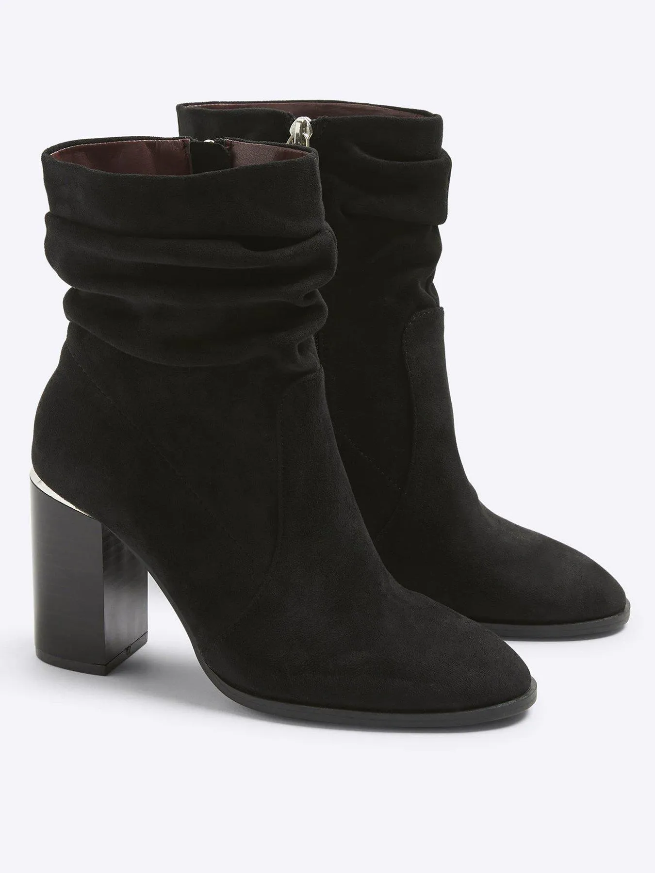 River Island Slouch Heeled Ankle Boot - Black