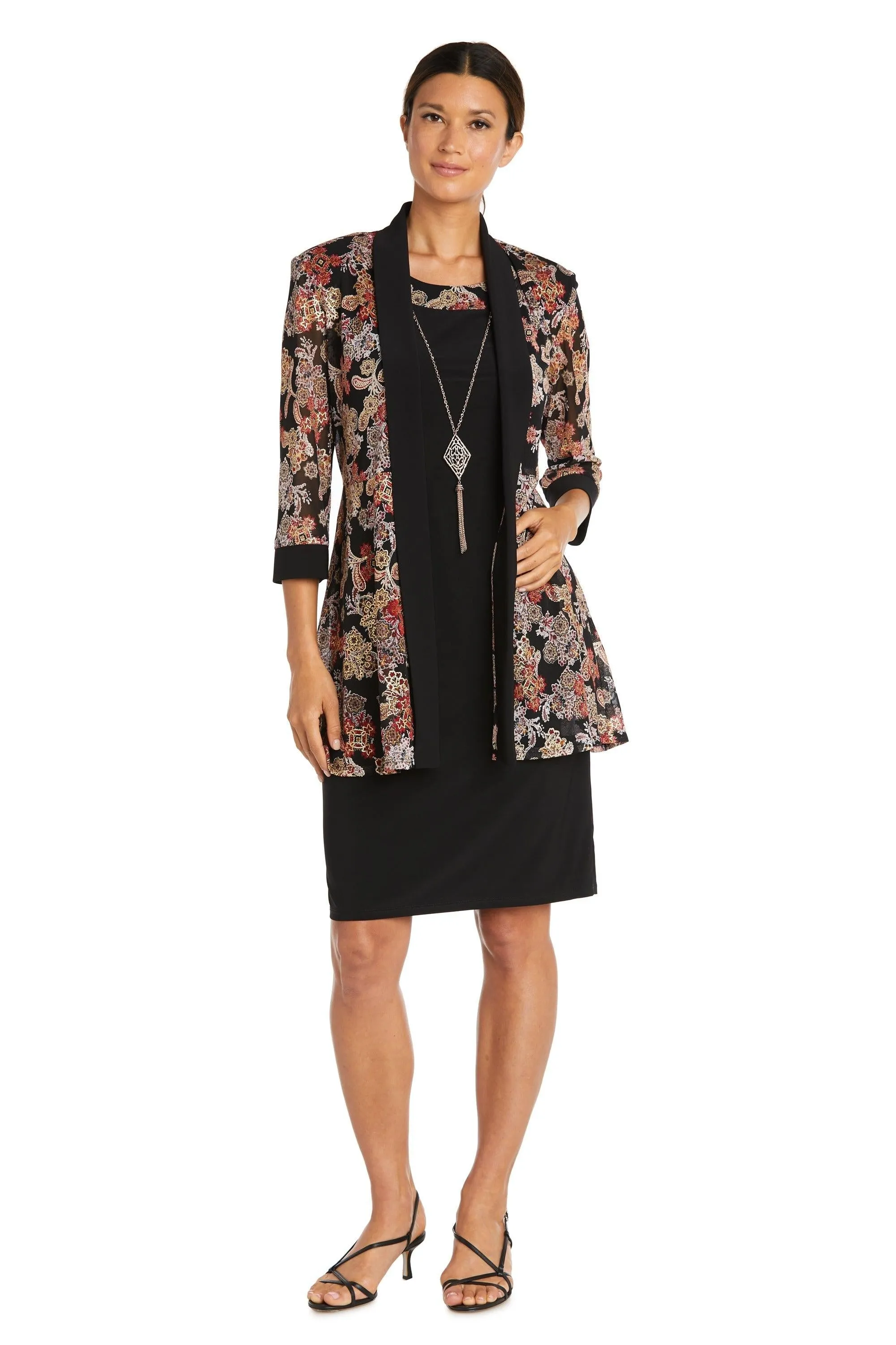 R&M Richards 9043 Short Two Piece Print Jacket Dress