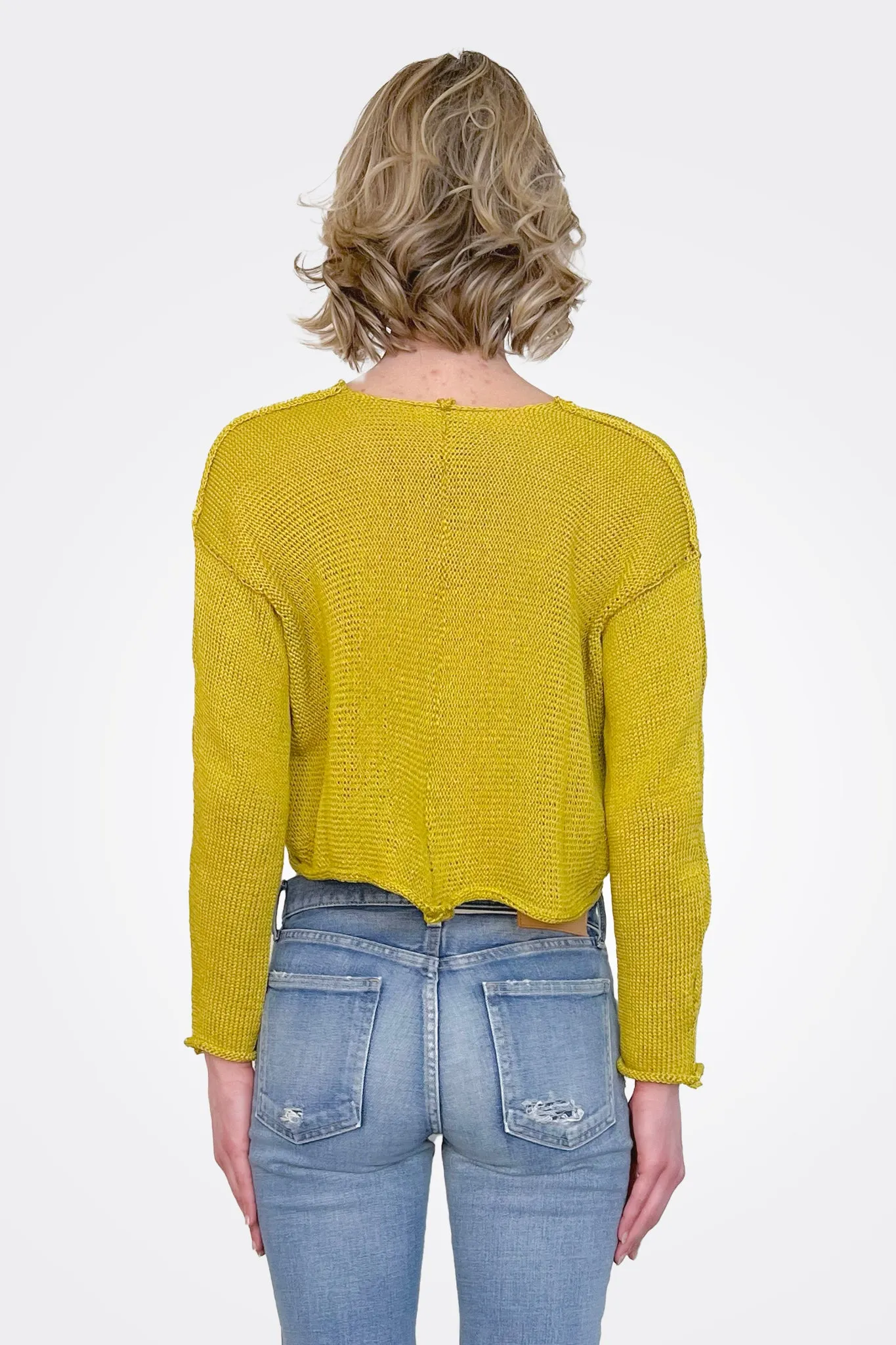 Ruche Crop Pullover - Mustard