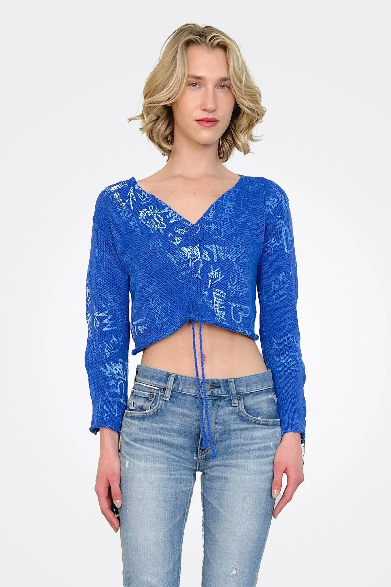 Ruche Ombre Graffiti Pullover - Cobalt