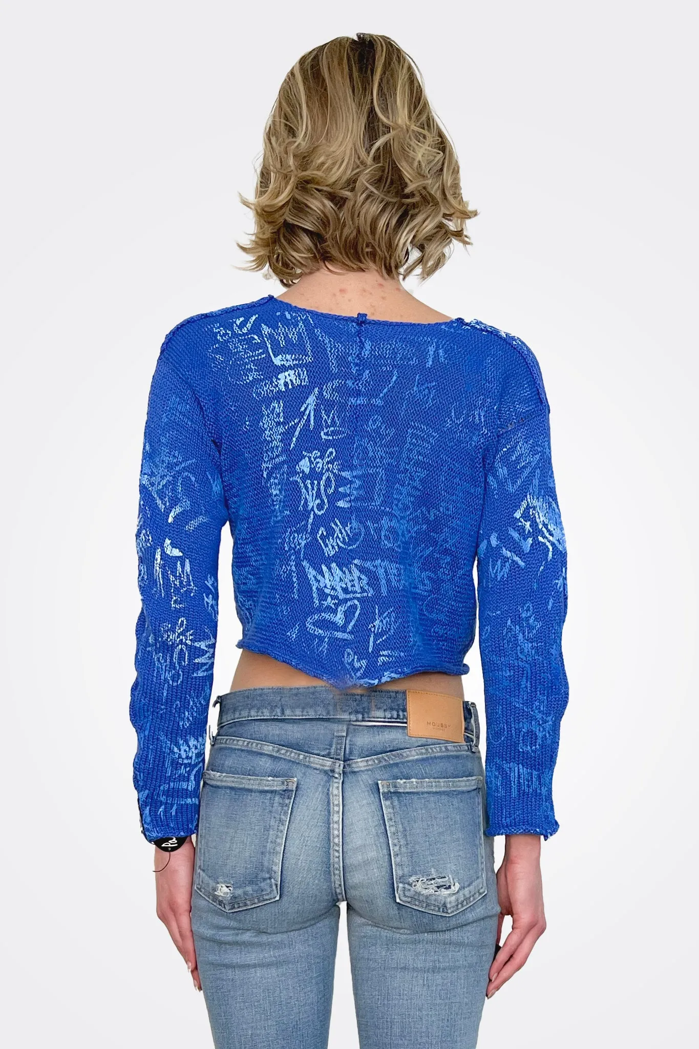 Ruche Ombre Graffiti Pullover - Cobalt