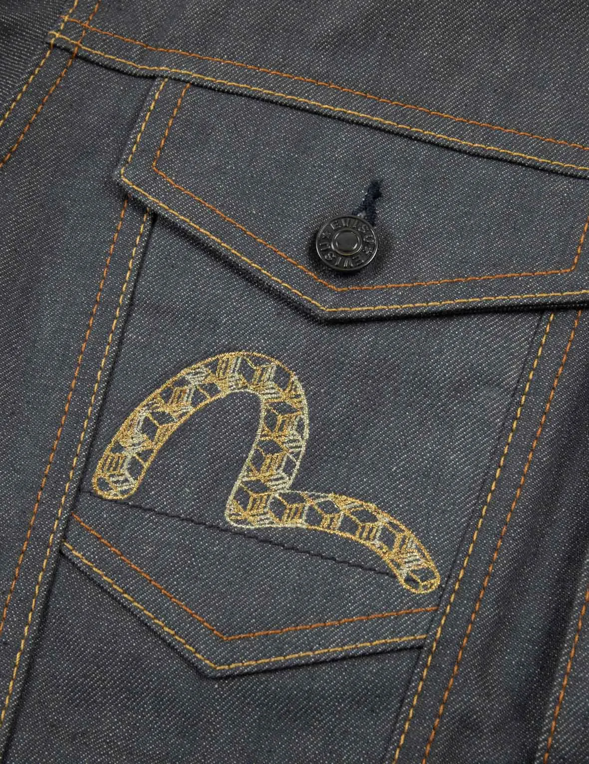 Seagull and The Great Wave Embroidery Regular Fit Denim Jacket