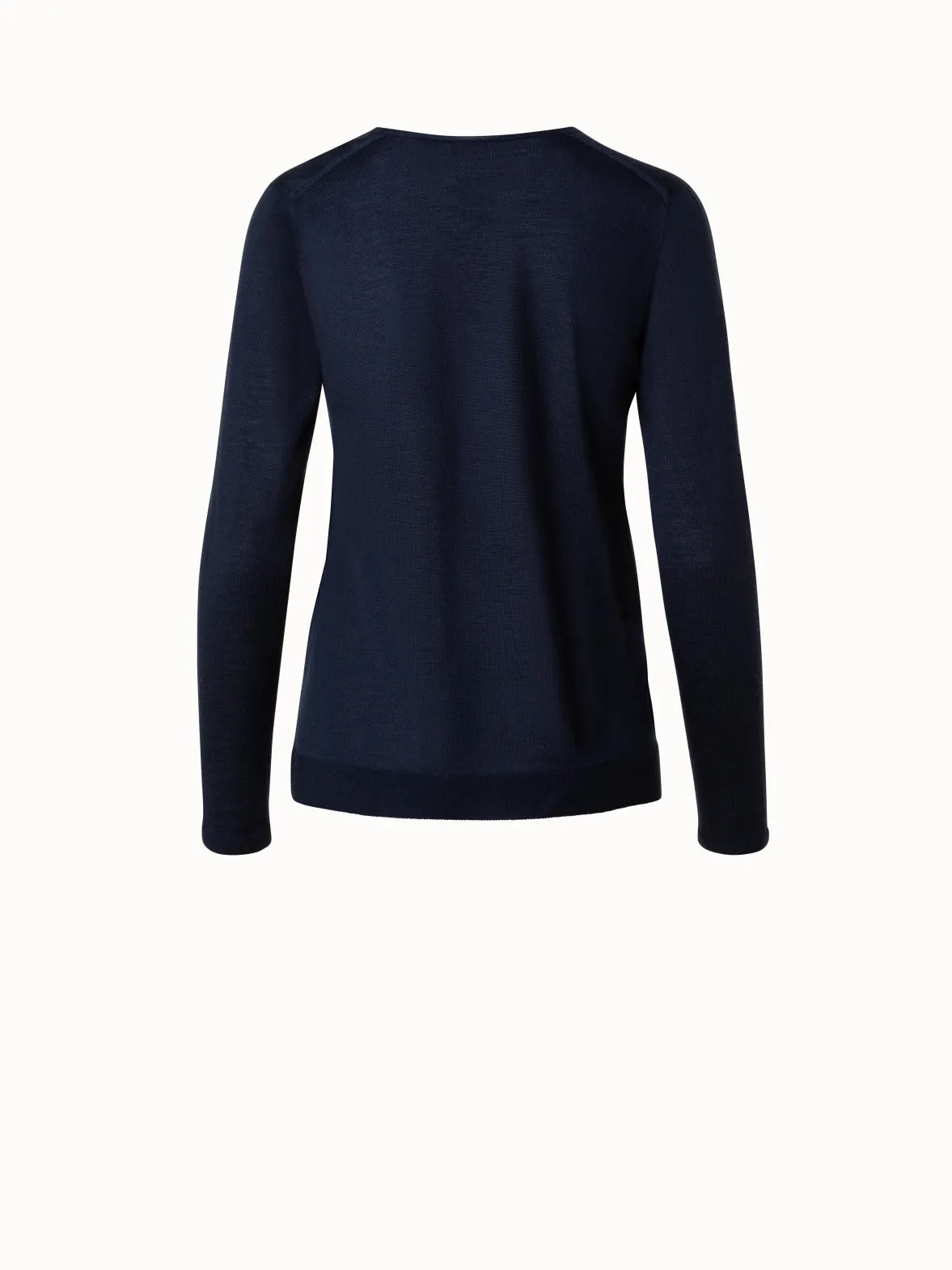 Seamless Cashmere Silk Knit V-Neck Pullover