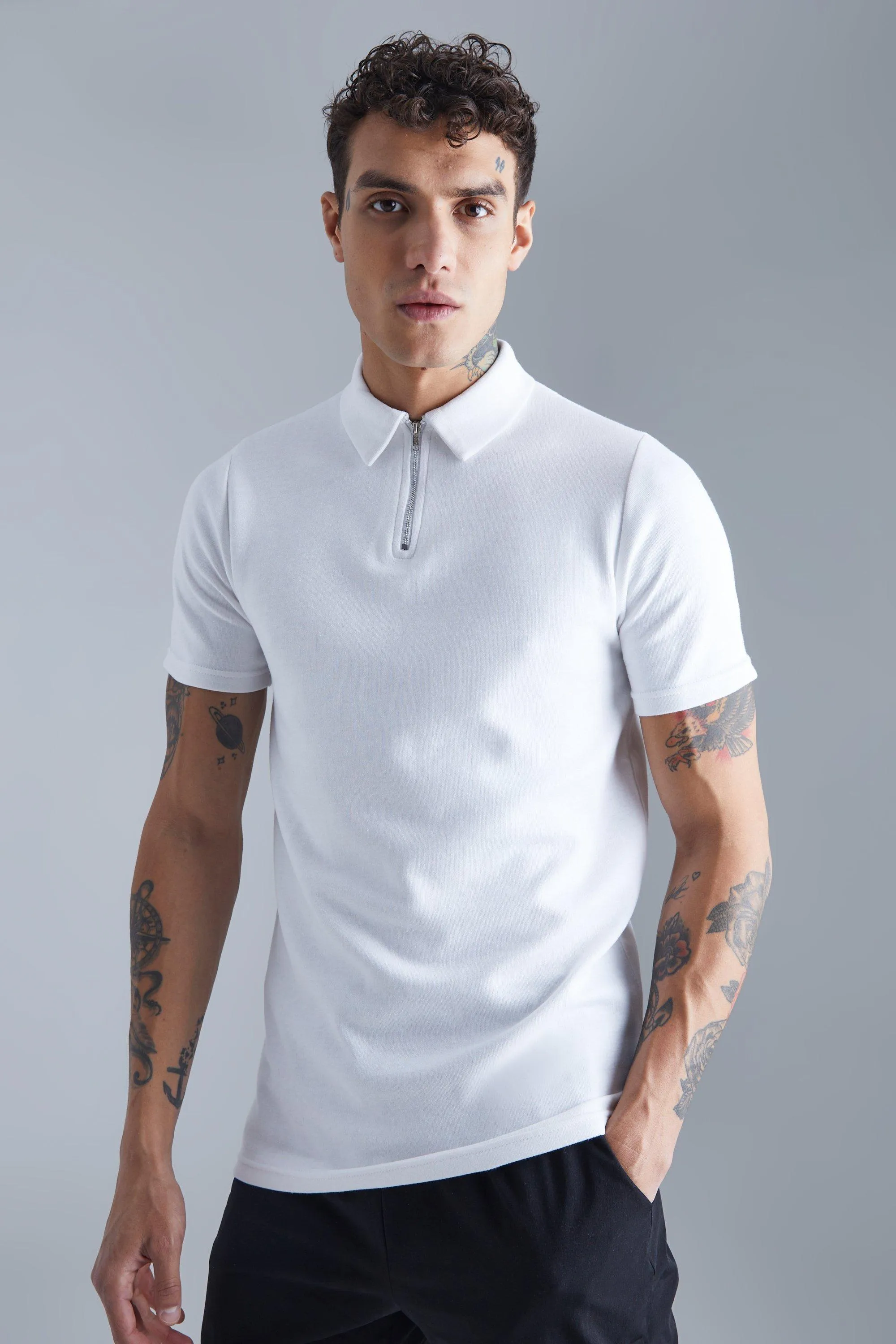 Slim Interlock Polo | boohooMAN UK