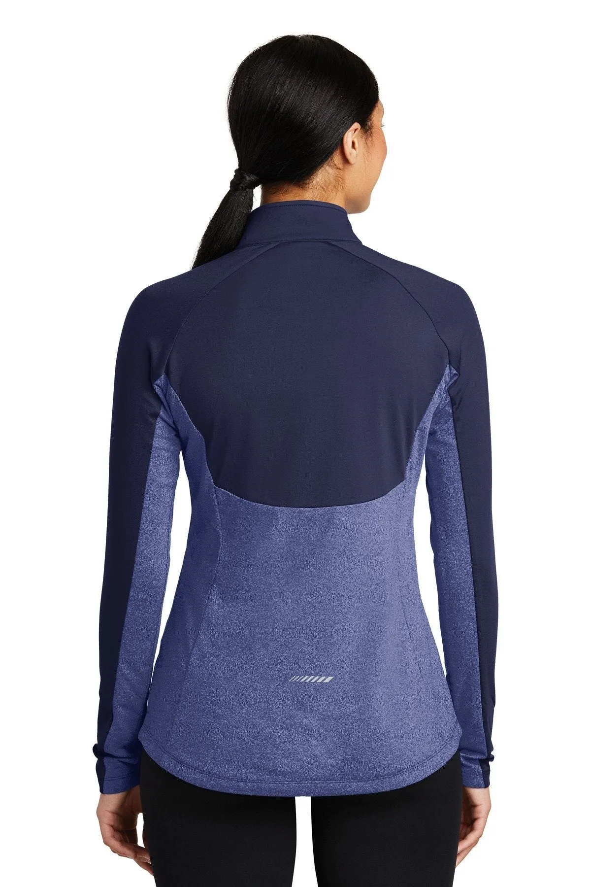 Sport-Tek Ladies Sport-Wick Stretch Contrast 1/2-Zip Pullover LST854 True Navy/ True Navy Heather