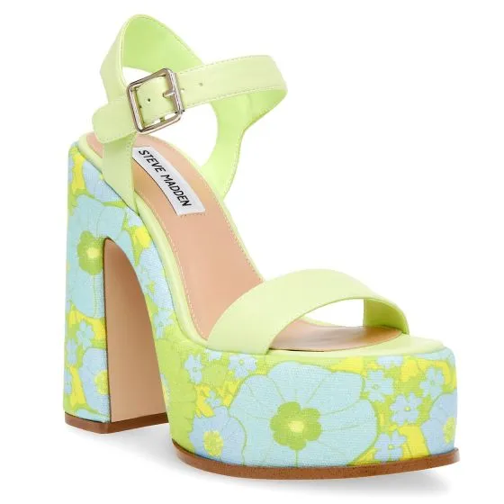 Steve Madden Sixties Lt Blue Floral Pu Sandals