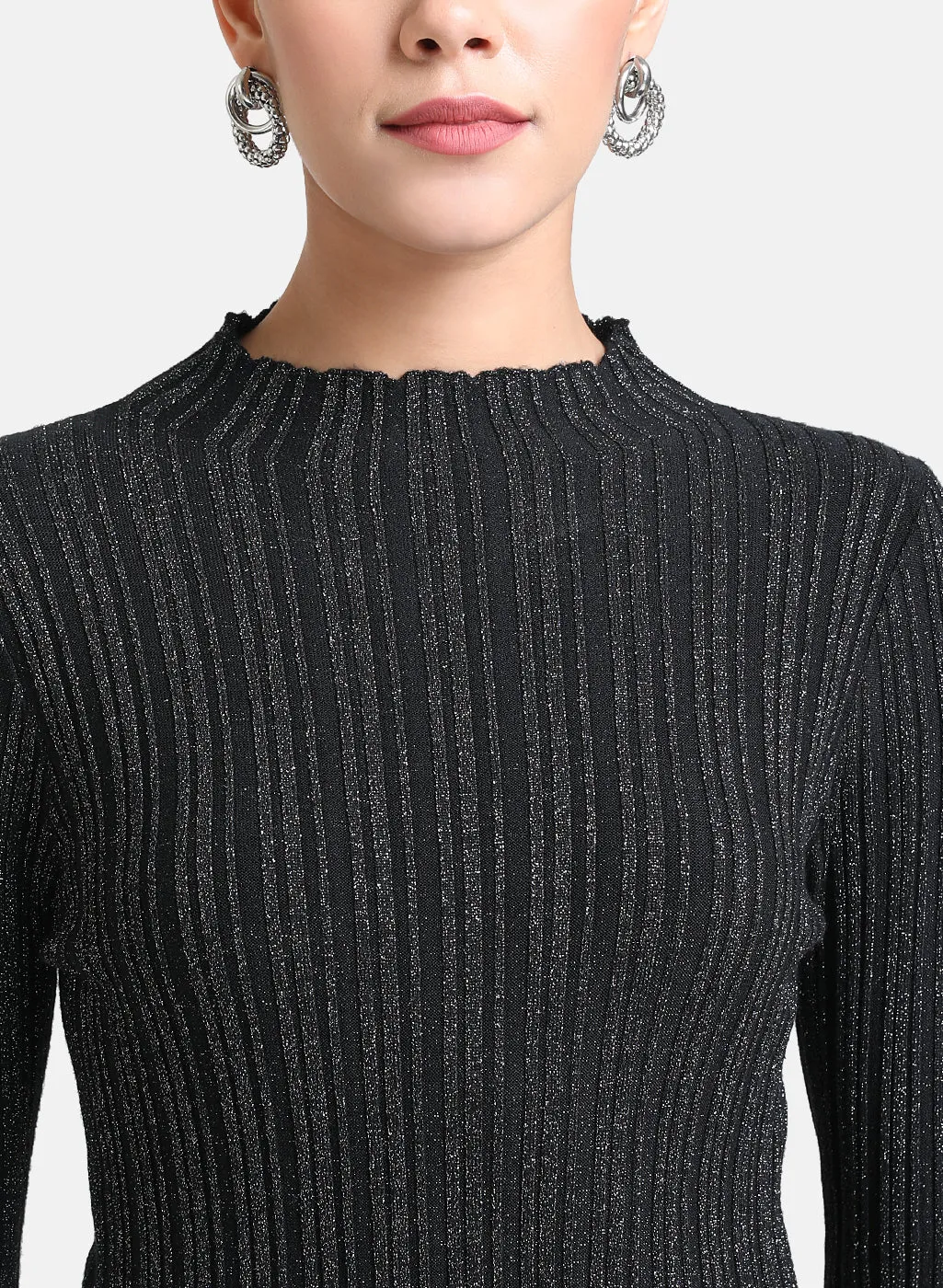 Stripe Textured Pullover With Lurex