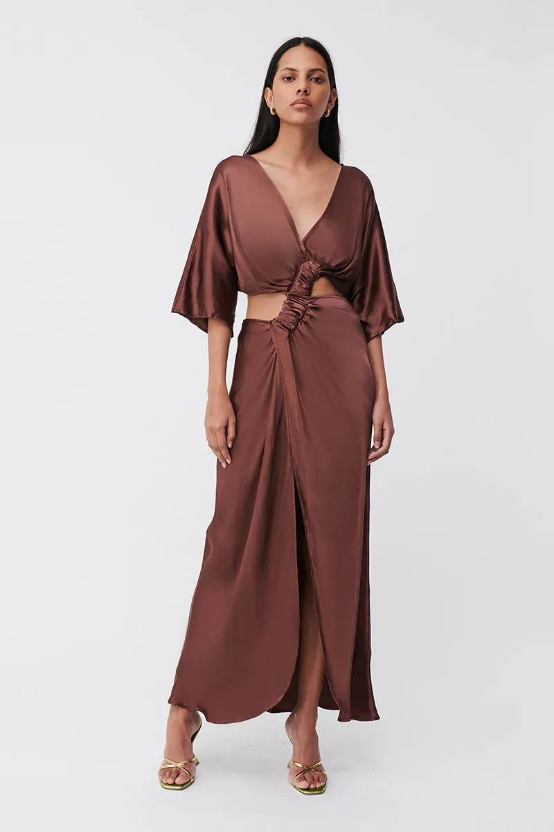 ----Suboo   ----Tate Twist Wrap Front Maxi Dress - Chocolate ---