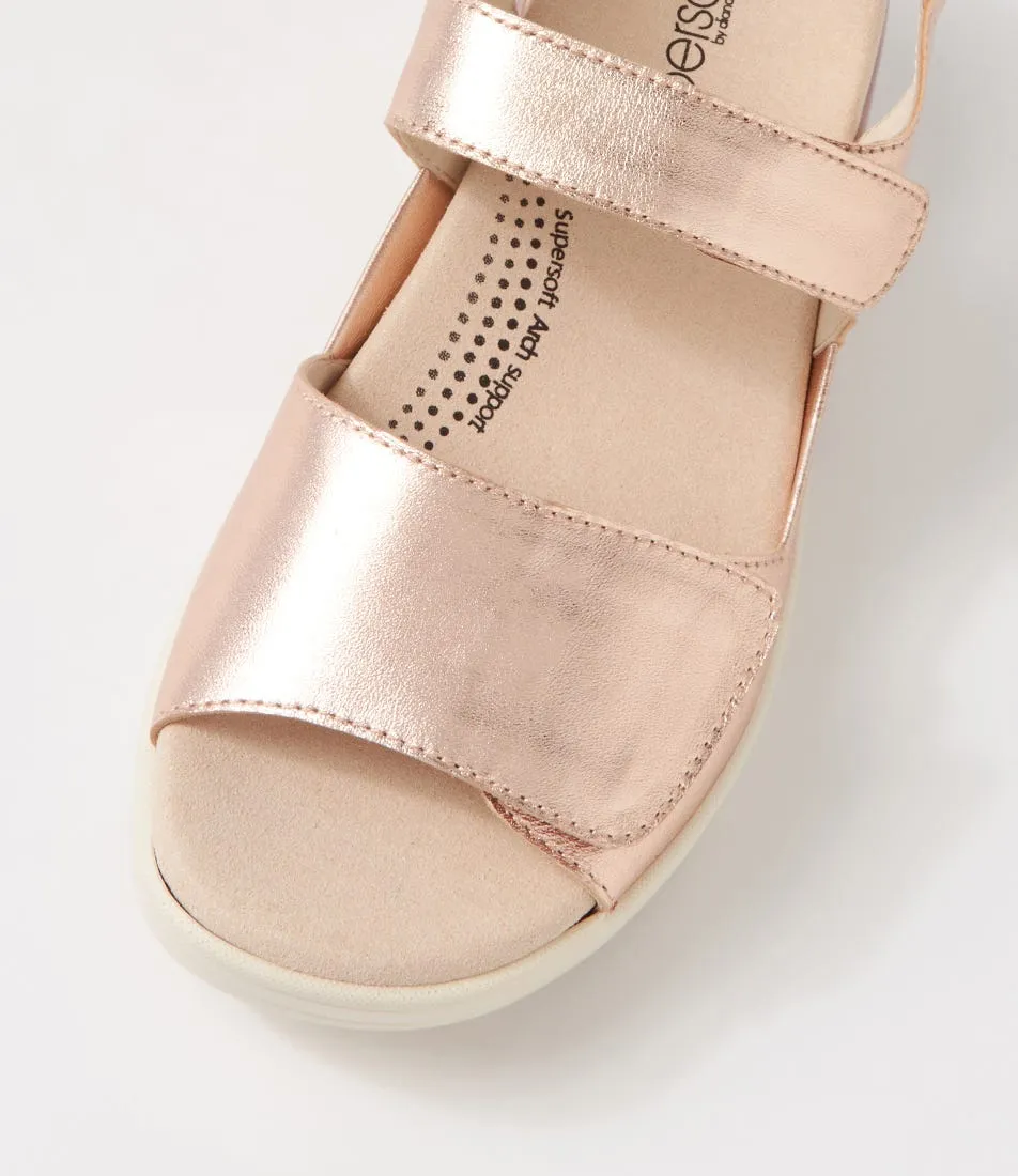 SUPERSOFT December Pale Rose Gold Leather Sandals