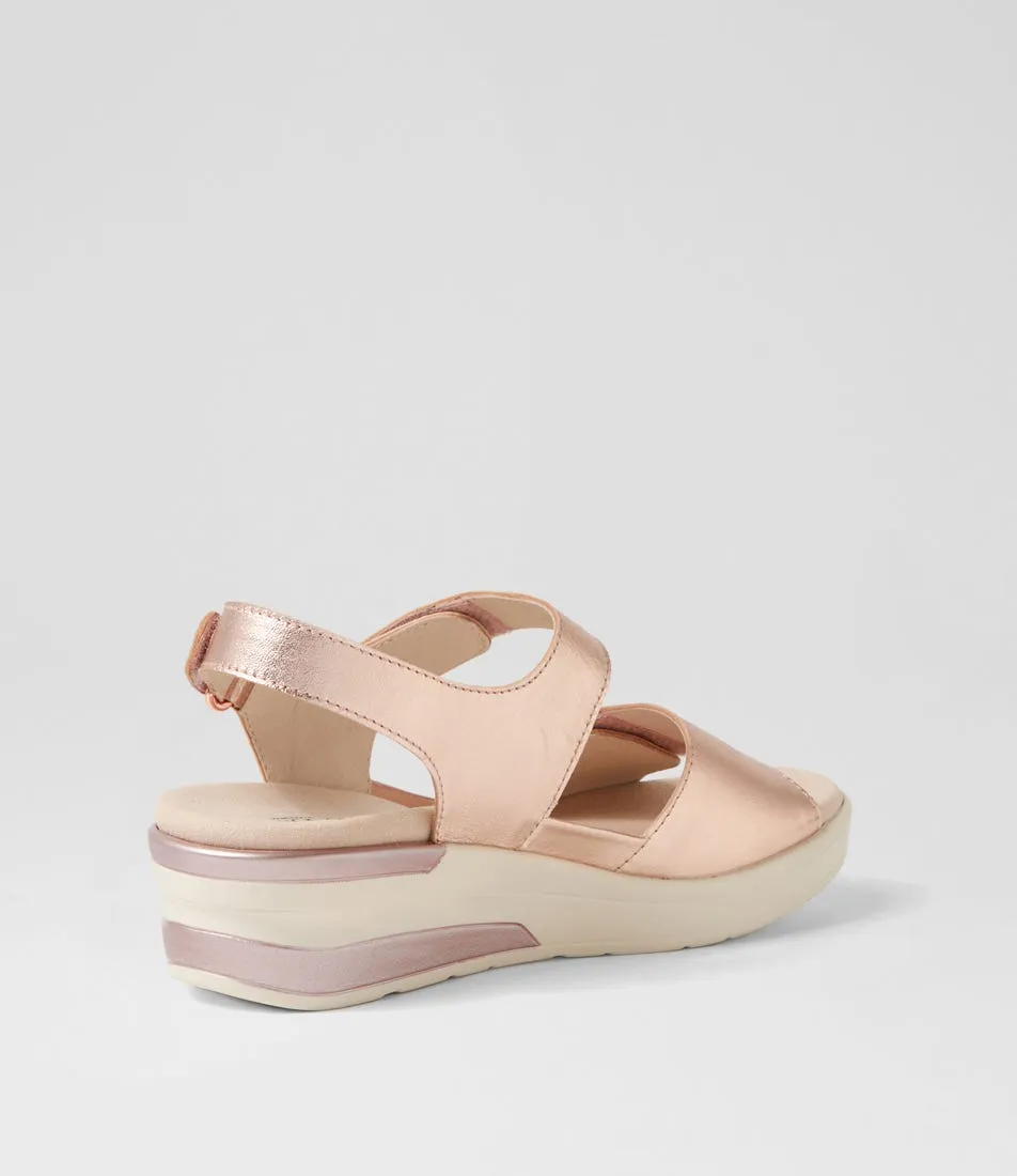 SUPERSOFT December Pale Rose Gold Leather Sandals