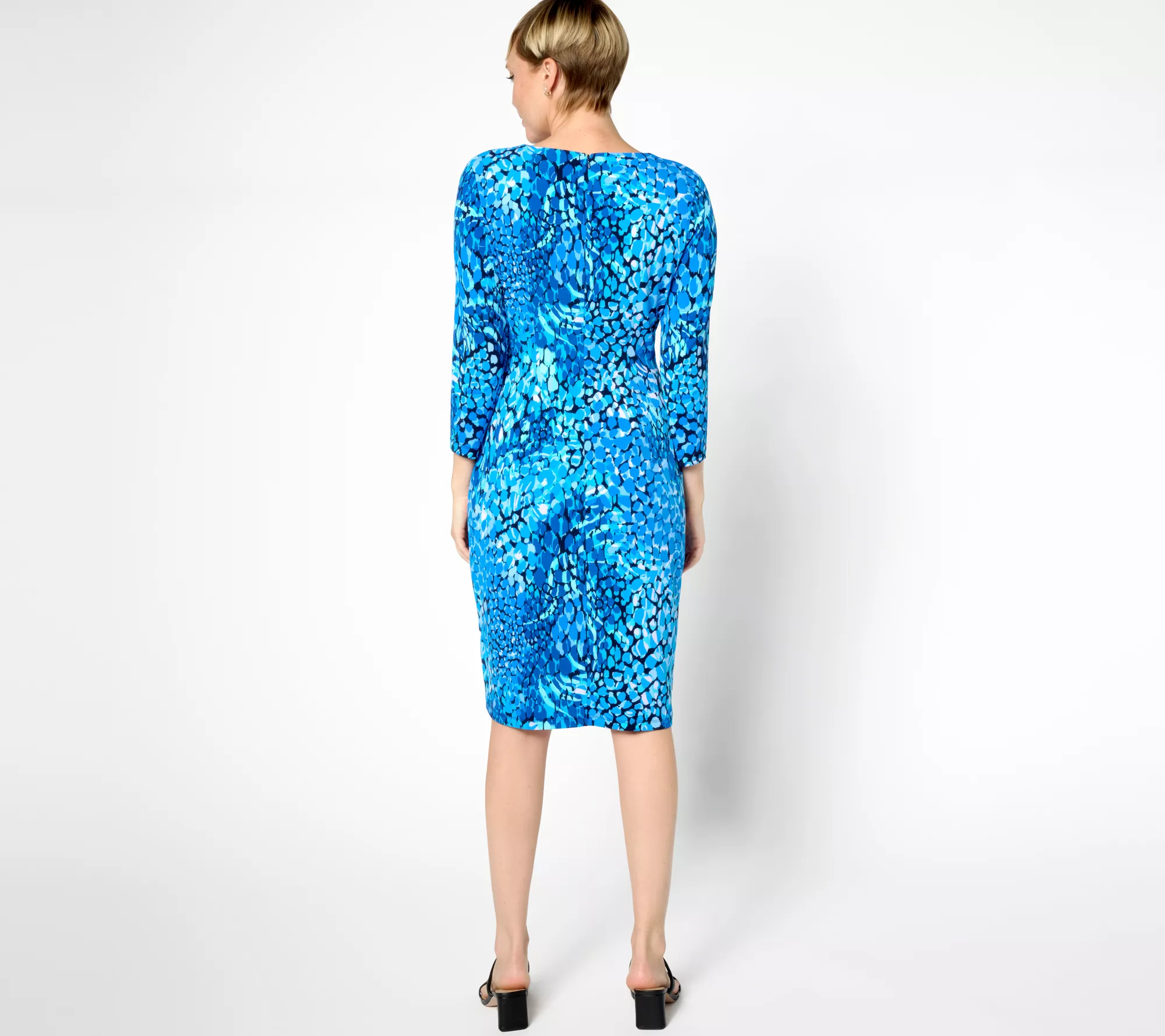 Susan Graver Regular Printed Liquid Knit Faux Wrap Dress