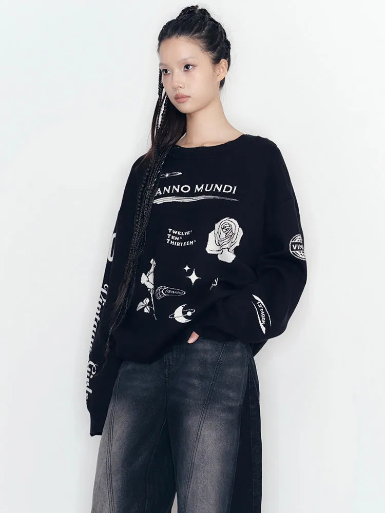 Sweat Rose Print Casual Pullover