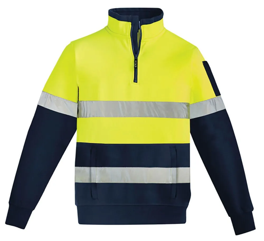 Syzmik ZT567 Pullover - Men's Polyester Hi Vis 1/4 Zip - Hoop Taped - Yellow/Navy - XXS