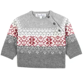 Tartine Et Chocolat Unisex Grey Pullover With Inlays Decorations