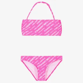 Teen Girls Pink Logo Bikini