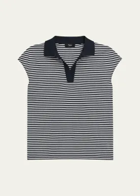 Theory Striped Cotton Polo Top