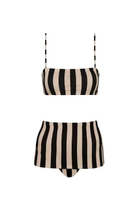 Top De Bikini Anne Black Stripes  & Bottom De Bikini Atalia Black Stripes