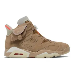 Travis scott x nike air jordan 6 retro (british khaki/ tan brown/ british khaki/ sail/ bright crimso