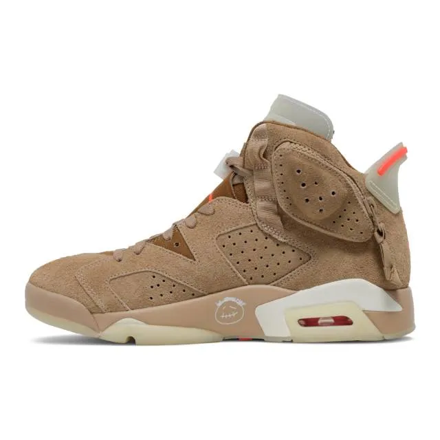 Travis scott x nike air jordan 6 retro (british khaki/ tan brown/ british khaki/ sail/ bright crimso