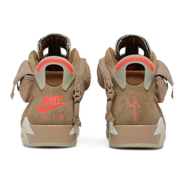 Travis scott x nike air jordan 6 retro (british khaki/ tan brown/ british khaki/ sail/ bright crimso