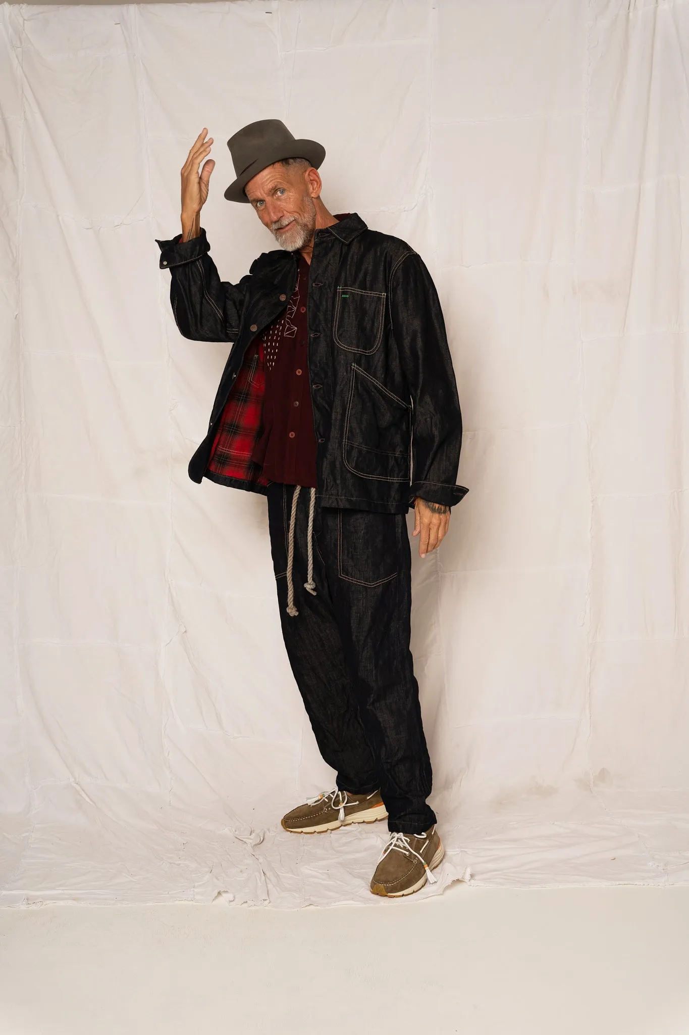 Universal Chore Jacket Linen Denim Red Plaid Air Drye