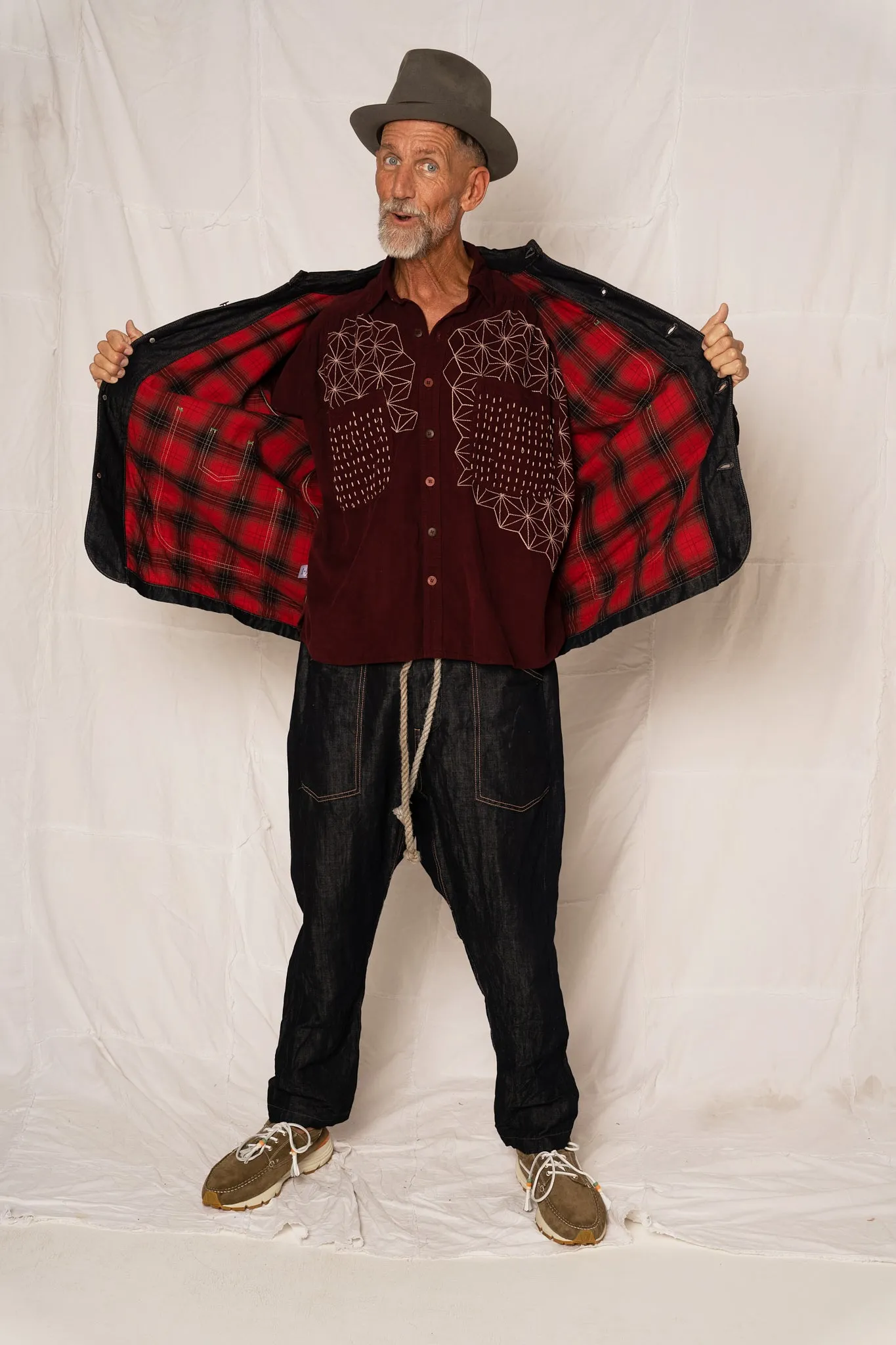 Universal Chore Jacket Linen Denim Red Plaid Air Drye