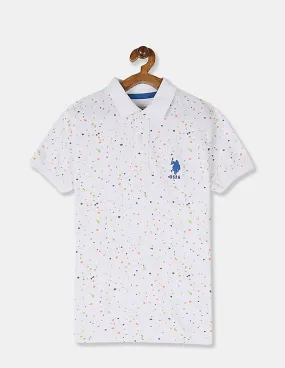 U.S. Polo Assn. Kids Paint Splatter Print Pique Polo Shirt