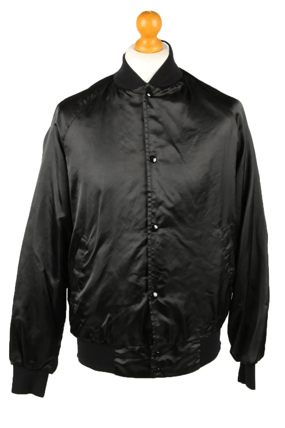 Vintage West Ark Satin Baseball Jacket M Black - Pepper Tree London