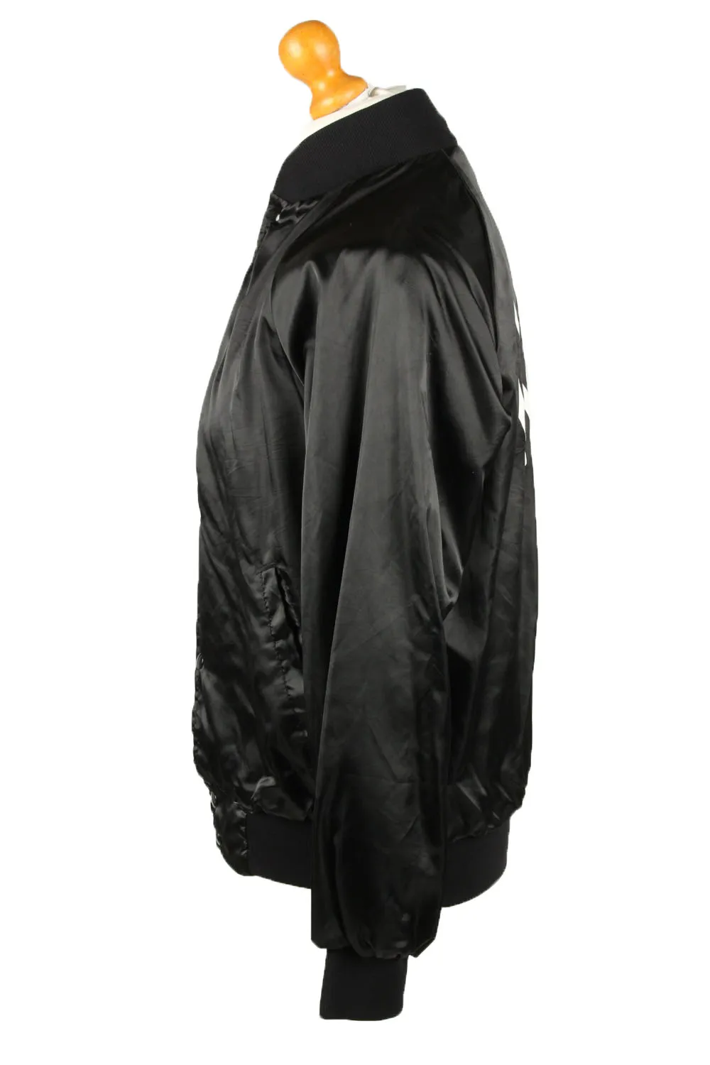 Vintage West Ark Satin Baseball Jacket M Black - Pepper Tree London