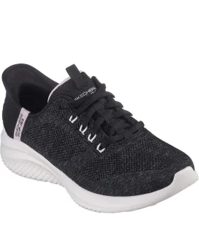 Womens/ladies ultra flex 3.0 easy step slip-on trainers black/pink Skechers