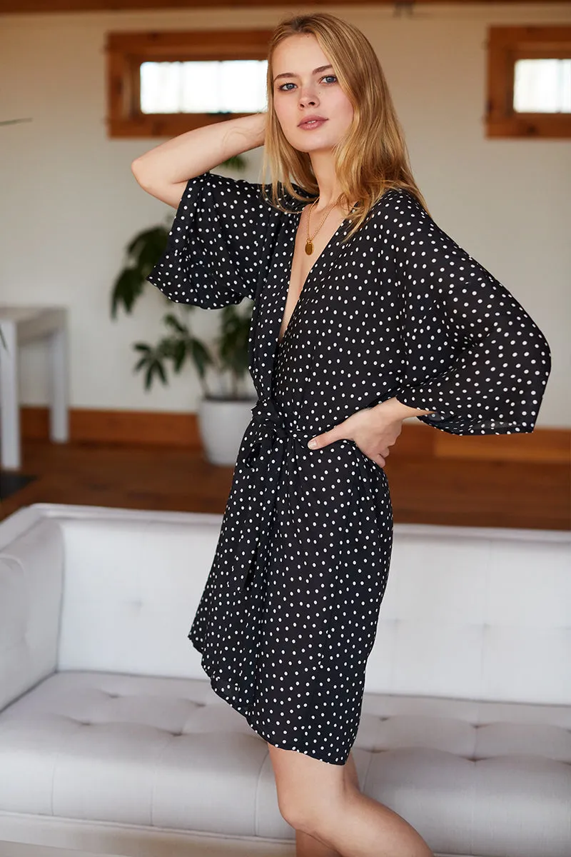 Wrap Dress - Black Dot