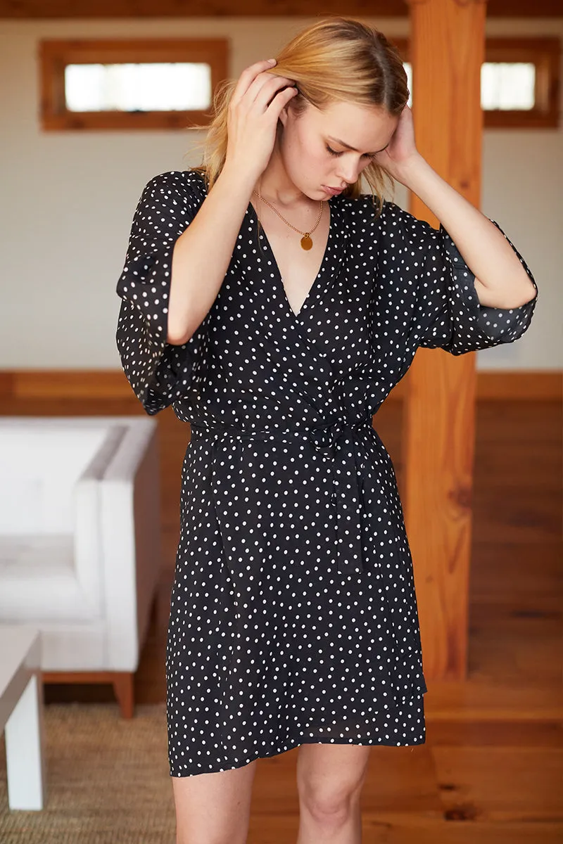 Wrap Dress - Black Dot