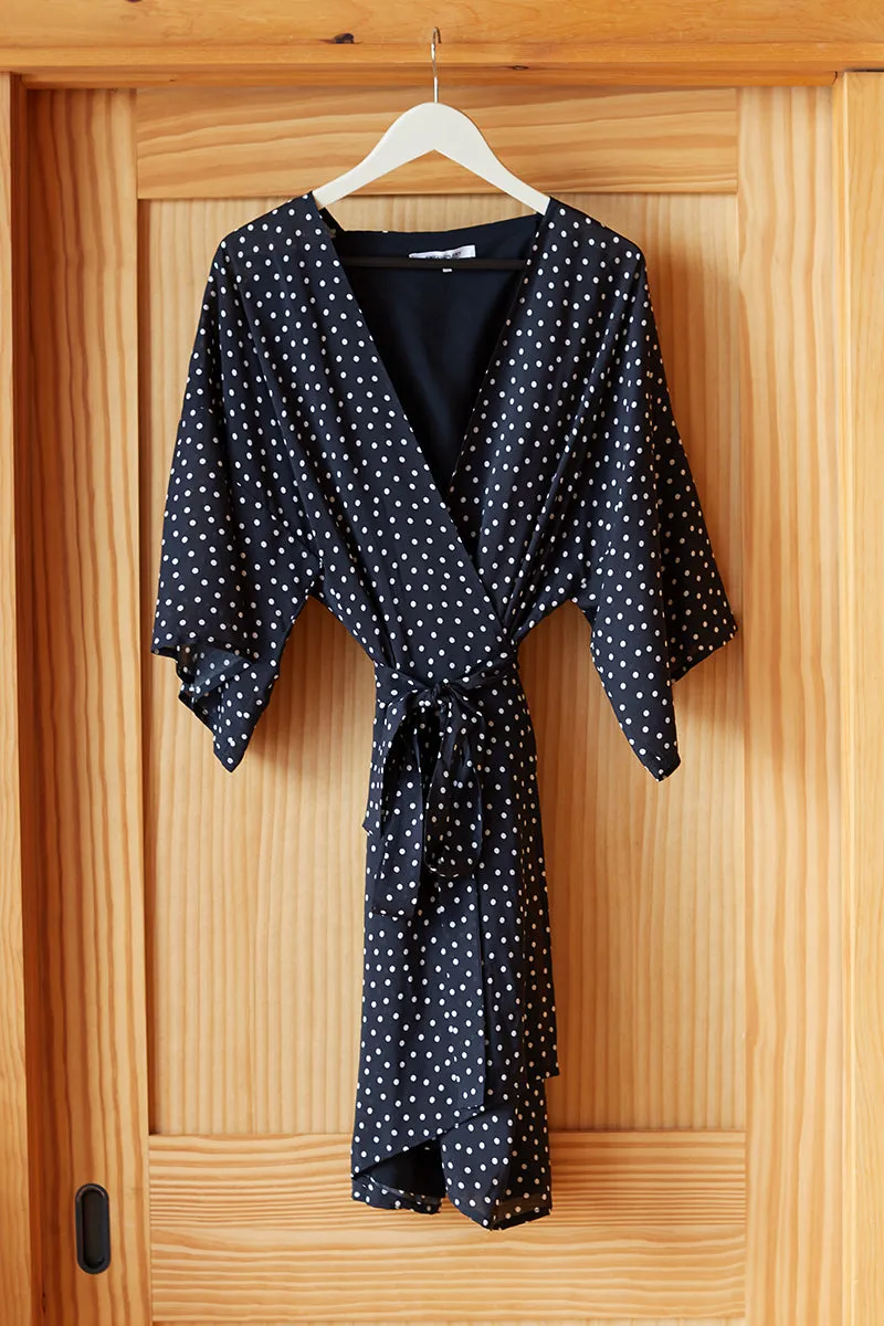 Wrap Dress - Black Dot