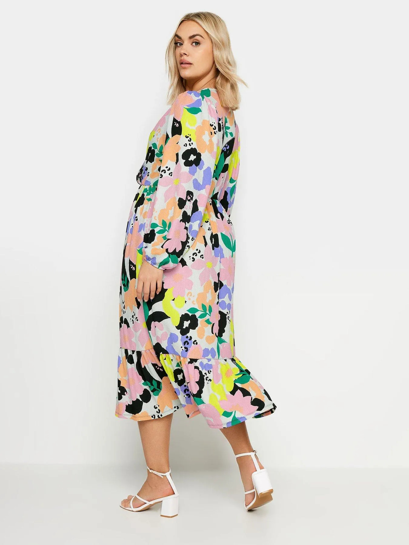 Yours Curve Printed Texture Wrap Dress Bold Leopard Floral