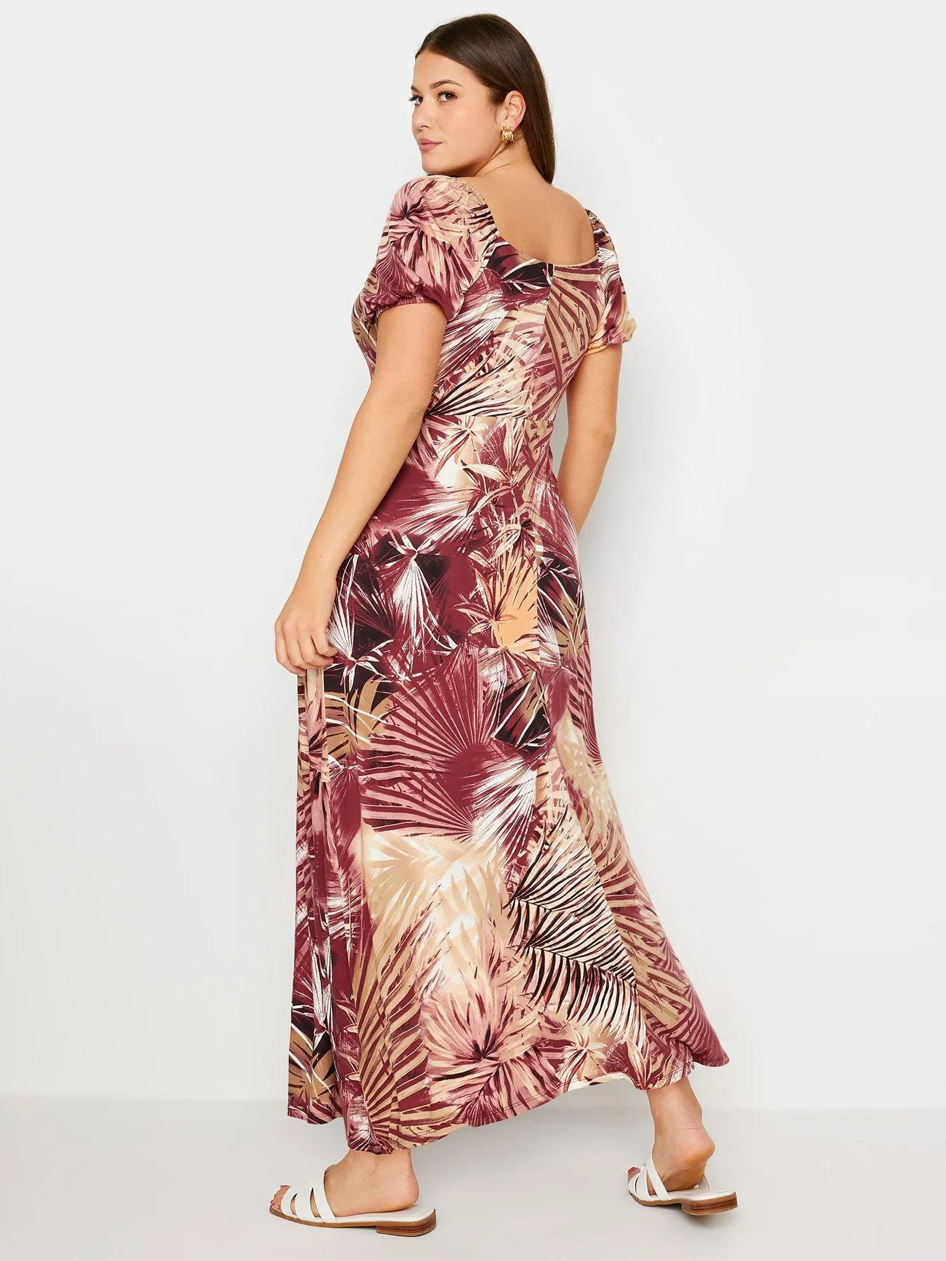 Yours Leaf Print Wrap Maxi Dress (Curve) - Brown