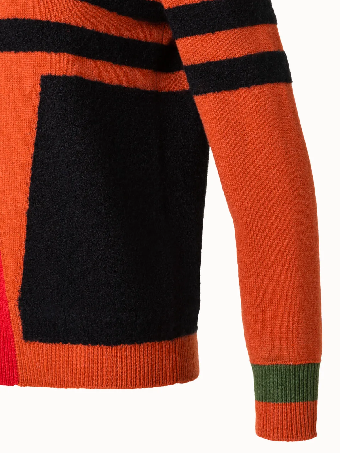 Zig Zag Trapezoid Intarsia Cashmere Knit Pullover